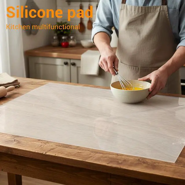 Alt view image 3 of 7 - 2 Pack Extra Large Silicone Mat, 24 x 36 Inches Non-Slip Heat Resistant Table Protector Clear Silicone Mat for Kitchen Counter, Painting, Clay, Projects, Arts and Crafts (Translucent)