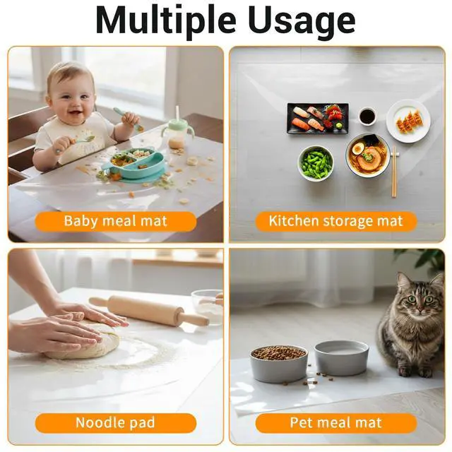 Alt view image 7 of 7 - 2 Pack Extra Large Silicone Mat, 24 x 36 Inches Non-Slip Heat Resistant Table Protector Clear Silicone Mat for Kitchen Counter, Painting, Clay, Projects, Arts and Crafts (Translucent)