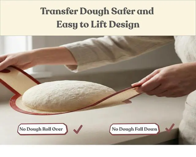 Alt view image 6 of 7 - Silicone Bread Sling for Dutch Oven, 2 Pack Reusable Nonstick Sourdough Bread Liner with Long Handles for Oval and Round Loaves, Red