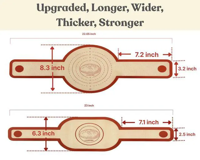 Alt view image 7 of 7 - Silicone Bread Sling for Dutch Oven, 2 Pack Reusable Nonstick Sourdough Bread Liner with Long Handles for Oval and Round Loaves, Red