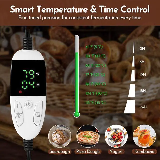 Alt view image 7 of 7 - Bread Proofing Mat 13 x 21In Bread Proofer Warming Mat for Food Temperature Controlled Sourdough Heating Pad for Home Baking Waterproof Casing 2.1M Cord with Standard Plug