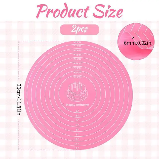 Alt view image 2 of 7 - 2Pcs 12" Silicone Cake Mat Non Slip Cake Turntable Mat