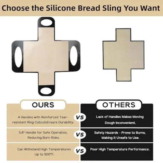 Alt view image 4 of 6 - 2Pcs Reusable Silicone Bread Loaf Pan Liner - Premium Silicone Bread Sling for Dutch Oven, Perfect for Sourdough Baking Mat & Loaf Pans for Baking Bread 9x5 (4)