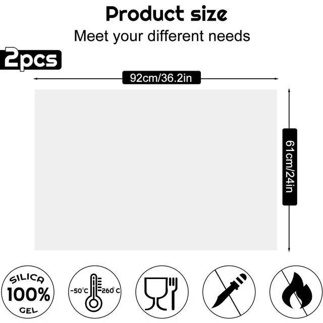 Alt view image 2 of 7 - 2 Pack Extra Large Silicone Mat 36" x 24" Translucent Table Protector Craft Mat Heat Resistant Mat for Painting, Clay, Arts, Resin, Kitchen Baking