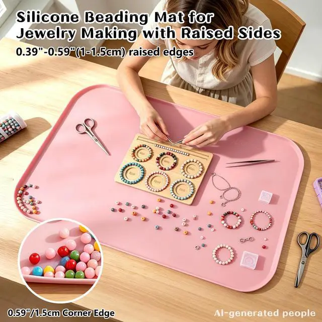 Alt view image 3 of 7 - Silicone Mat with Edge for Bead Board: 28" x 20" Craft Mat with Raised Side