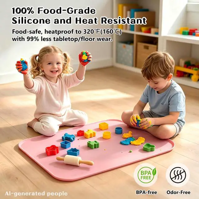 Alt view image 5 of 7 - Silicone Mat with Edge for Bead Board: 28" x 20" Craft Mat with Raised Side