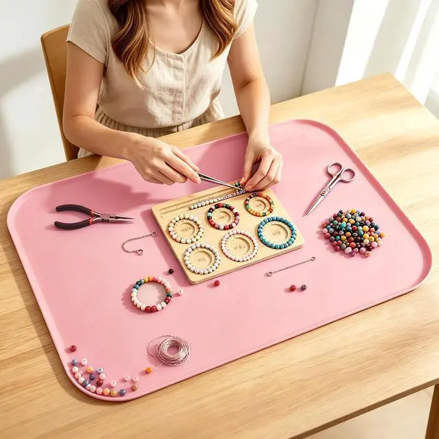 Main image of Silicone Mat with Edge for Bead Board: 28" x 20" Craft Mat with Raised Side