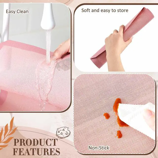 Alt view image 5 of 7 - Perforated Baking Mats, Eclair Pink Silicone Nonstick Mats