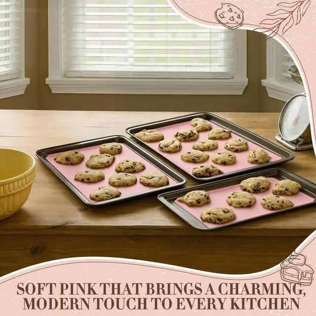 Alt view image 7 of 7 - Perforated Baking Mats, Eclair Pink Silicone Nonstick Mats