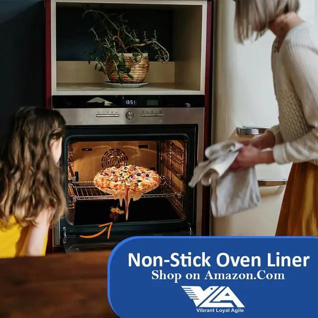 Alt view image 3 of 7 - Oven Liners for Bottom of Oven, 2 Pack Large Thick Heavy Duty 100% Non-stick Reusable Teflon Oven Mat, 25x17 Baking Mat for Electric, Gas, Toaster Ovens, Grills,Kitchen Friendly Cooking Accessory
