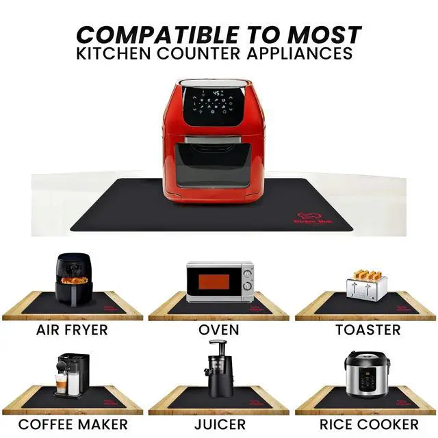 Alt view image 2 of 7 - Large Black Heat Resistant Mat For Kitchen Countertop, 23x15, Protect Counter Top From Air Fryer, Microwave, And Toaster, Silicone Heat Resistant Mat, Hot Pad For Countertops (Black)