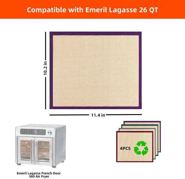 Alt view image 4 of 6 - Silicone Air Fryer Liners Reusable For Emeril Lagasse French Door 360 Air Fryer, 4 PCS
