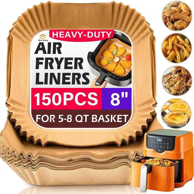 Main image of Air Fryer Liners Disposable 150Pcs, 8" Square Parchment Paper Liner for Air Fryer, Baking, Roasting and Microwave, Non-Stick Airfyer Liners Accessories