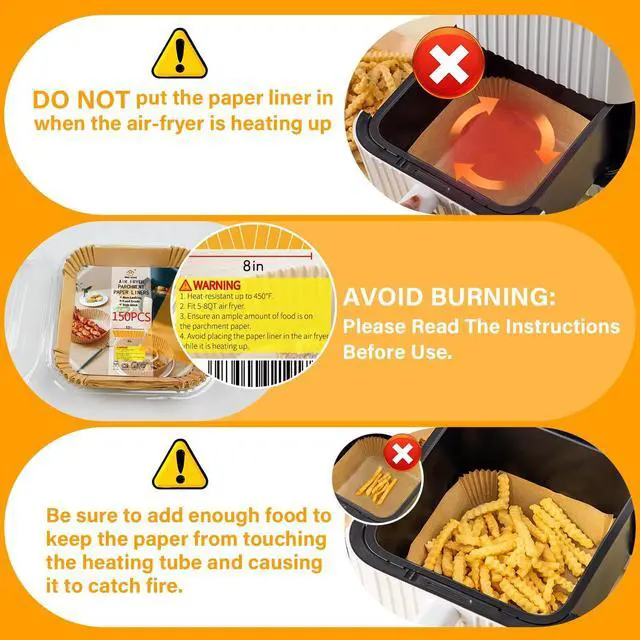 Alt view image 6 of 6 - Air Fryer Liners Disposable 150Pcs, 8" Square Parchment Paper Liner for Air Fryer, Baking, Roasting and Microwave, Non-Stick Airfyer Liners Accessories
