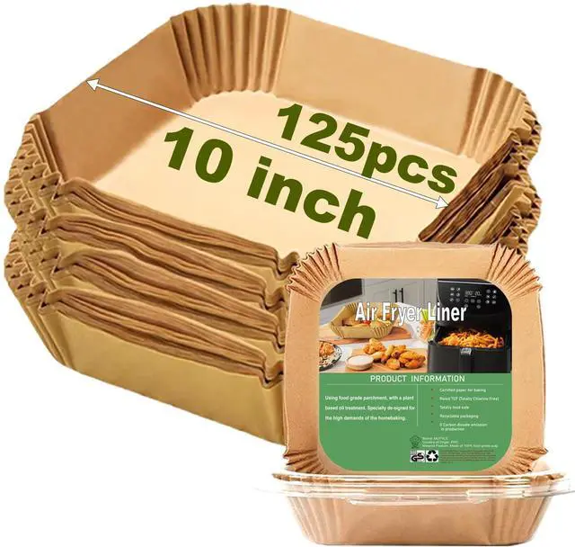 Main image of 10 Inch Largest Square Air Fryer Disposable Paper Liner, XXL 125Pcs Air Fryer Parchment Liners for 8QT or Bigger Air Fryer, Non-stick, Food Grade Baking Paper for Frying, Roasting and Microwave