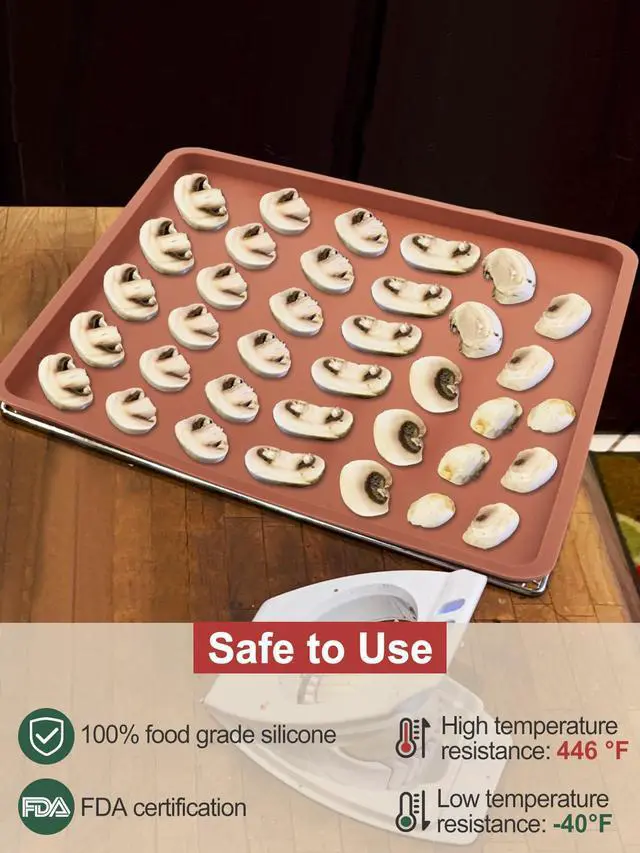 Alt view image 4 of 7 - 6PCS Silicone Food Dehydrator Sheets with Edge, Compatible with Cosori 12" x 11" Trays, Square Non-stick Tray Liner, High Temperature Resistance Reusable Dryer Mats
