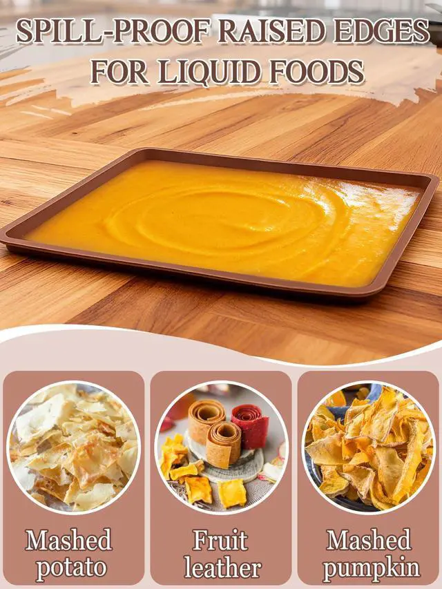 Alt view image 3 of 7 - 6PCS Silicone Food Dehydrator Sheets with Edge, Compatible with Cosori 12" x 11" Trays, Square Non-stick Tray Liner, High Temperature Resistance Reusable Dryer Mats