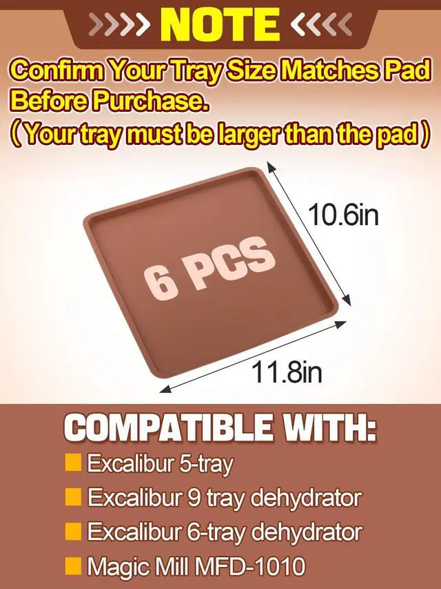 Alt view image 5 of 7 - 6PCS Silicone Food Dehydrator Sheets with Edge, Compatible with Cosori 12" x 11" Trays, Square Non-stick Tray Liner, High Temperature Resistance Reusable Dryer Mats