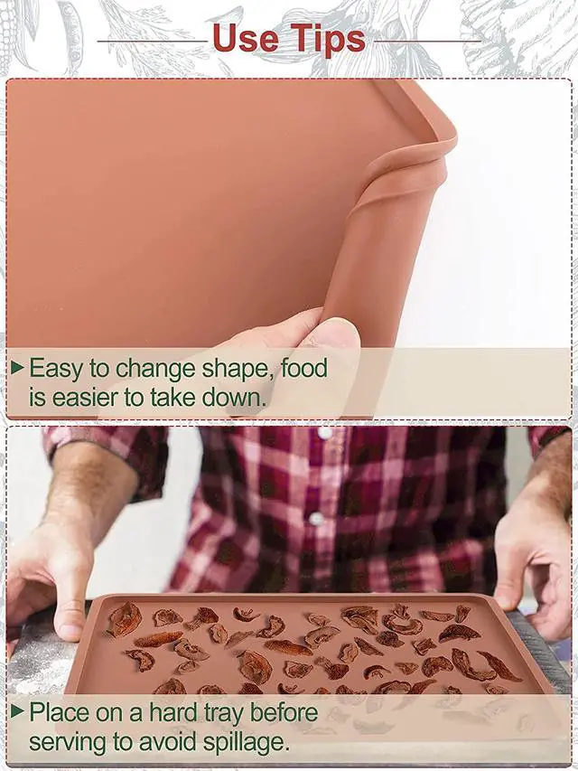 Alt view image 7 of 7 - 6PCS Silicone Food Dehydrator Sheets with Edge, Compatible with Cosori 12" x 11" Trays, Square Non-stick Tray Liner, High Temperature Resistance Reusable Dryer Mats