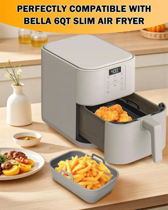 Alt view image 2 of 7 - Air Fryer Silicone Liners Collapsible for bella 6Qt(5lb) Slim Air Fryer