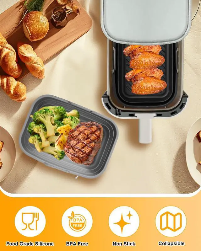 Alt view image 3 of 7 - Air Fryer Silicone Liners Collapsible for bella 6Qt(5lb) Slim Air Fryer