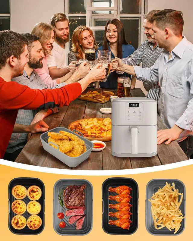 Alt view image 7 of 7 - Air Fryer Silicone Liners Collapsible for bella 6Qt(5lb) Slim Air Fryer