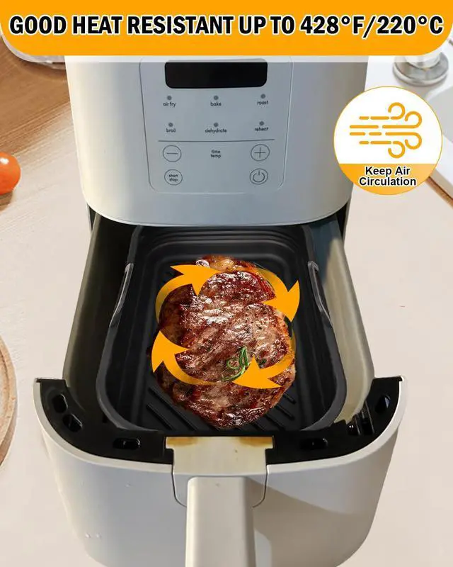 Alt view image 5 of 7 - Air Fryer Silicone Liners Collapsible for bella 6Qt(5lb) Slim Air Fryer