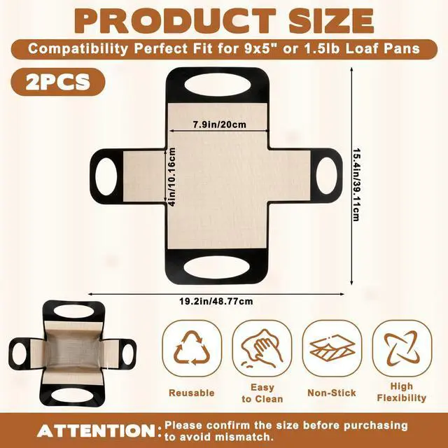 Alt view image 2 of 7 - Silicone Bread Loaf Pan Liners, Silicone Dough Mat Bread Pan Liners Reusable Baking Sheet Liner Sourdough Baking Mat Food-Grade Easy Clean Dough Transfer Tool