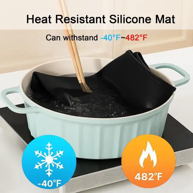 Alt view image 3 of 7 - Silicone Mat 35.4"x23.6" Silicone Mats for Kitchen Counter Heat Resistant Mats for Countertop, Countertop Protector Mat, Edge Heightening Nonstick Waterproof Multipurpose Table Mat (Black)