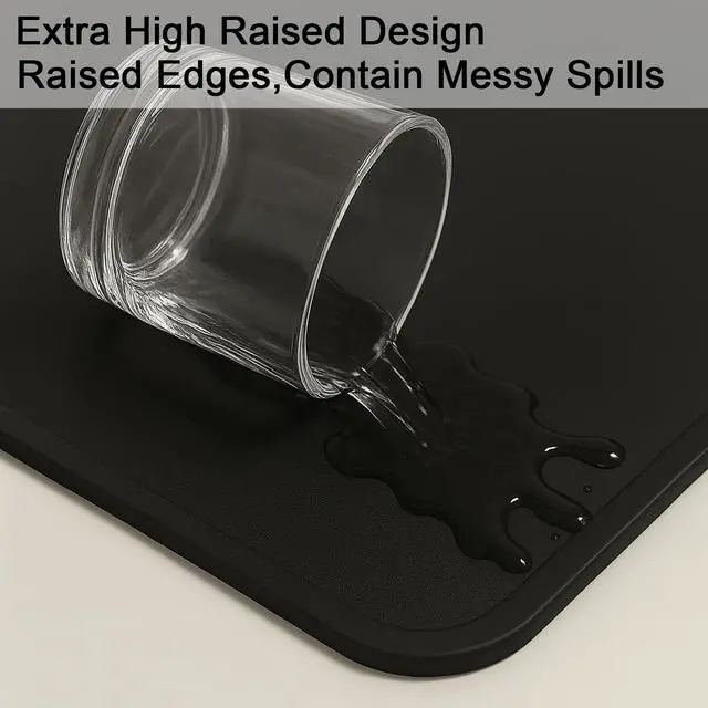 Alt view image 5 of 7 - Silicone Mat 35.4"x23.6" Silicone Mats for Kitchen Counter Heat Resistant Mats for Countertop, Countertop Protector Mat, Edge Heightening Nonstick Waterproof Multipurpose Table Mat (Black)