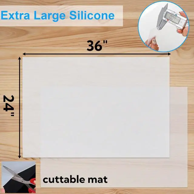 Alt view image 2 of 7 - Extra Large Silicone Mats, 36" x 24" Thick Heat Resistant Mat, Clear Countertop Protector Cover, Kitchen Non-Slip Silicone Sheet, Multipurpose Place Mats for Dining Table, Translucent