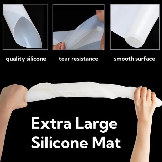 Alt view image 3 of 7 - Extra Large Silicone Mats, 36" x 24" Thick Heat Resistant Mat, Clear Countertop Protector Cover, Kitchen Non-Slip Silicone Sheet, Multipurpose Place Mats for Dining Table, Translucent