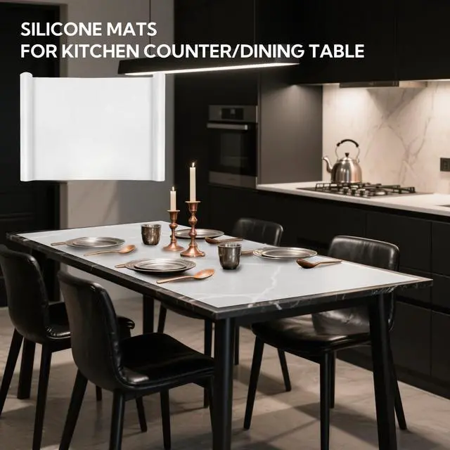 Alt view image 6 of 7 - Extra Large Silicone Mats, 36" x 24" Thick Heat Resistant Mat, Clear Countertop Protector Cover, Kitchen Non-Slip Silicone Sheet, Multipurpose Place Mats for Dining Table, Translucent