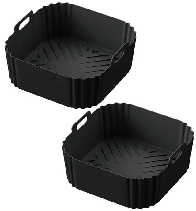 Main image of Air Fryer Silicone Liners for Ninja AF140 AF141 AF180 AF181 Air Fryer for Philips HD9270 Basket Baking,9inch Reusable square,Black×2 pack