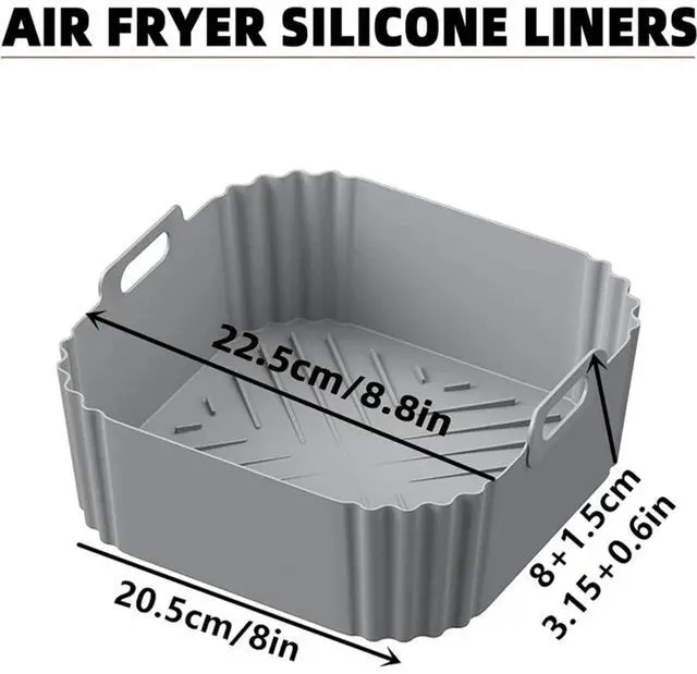 Alt view image 6 of 6 - Air Fryer Silicone Liners for Ninja AF140 AF141 AF180 AF181 Air Fryer for Philips HD9270 Basket Baking,9inch Reusable square,Black×2 pack
