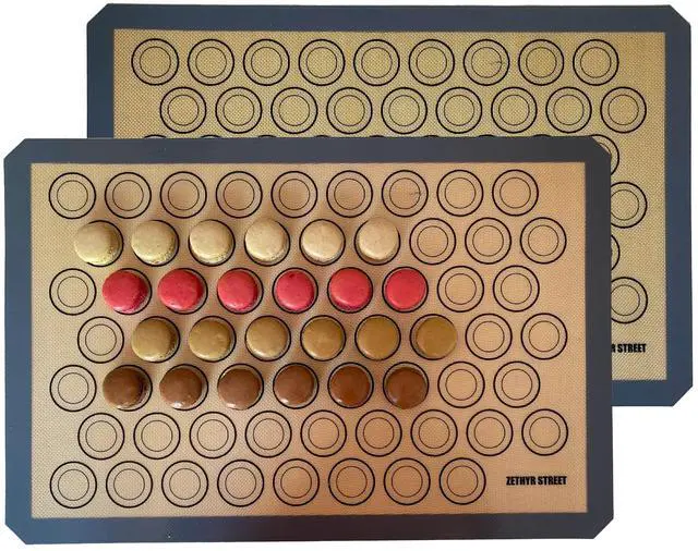 Main image of Macaron Silicone Baking Mats - Set of 2 - Full Size - 16 x 24 in (40 x 60 cm), Non-Stick Macaron Mat for Perfect Baking - Dishwasher & Oven Safe, Ideal for Macarons, Cookies, Bread, and More