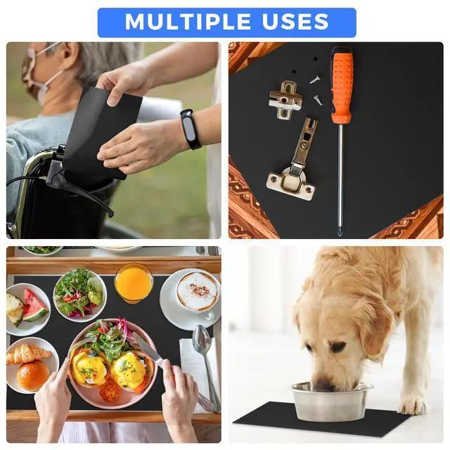 Alt view image 6 of 7 - Non Slip Material Roll 16 Inch x 3 Ft Non Slip Silicone Grip Material Roll Cut to Size Mat for Baking Counter Drawer Table Eating Aids(Black)