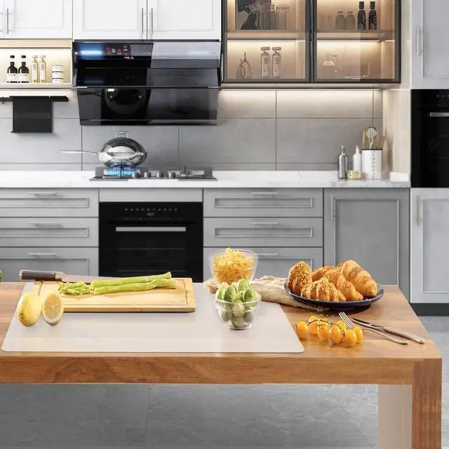 Alt view image 2 of 7 - 31.6x23.5in 2mm Silicone Mats for Kitchen Counter, Extra Large Thick Heat Resistant Bar Mats for Countertop Protector Nonslip Placemat for Air Frye Crafts Work Glass Top Stove Work Translucent