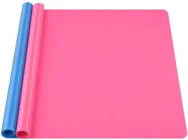 Main image of Silicone Mat Large, 23.6"x15.7" Silicone Craft Mat for Playdough and Nonstick Resin Molds Sheets for Crafts, Paint, Clay, Blue and Rose Red