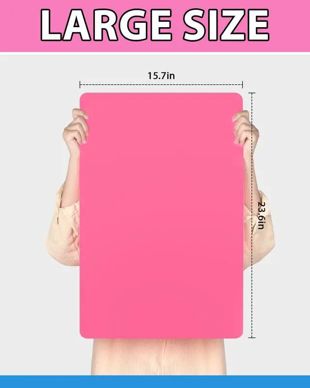 Alt view image 2 of 7 - Silicone Mat Large, 23.6"x15.7" Silicone Craft Mat for Playdough and Nonstick Resin Molds Sheets for Crafts, Paint, Clay, Blue and Rose Red