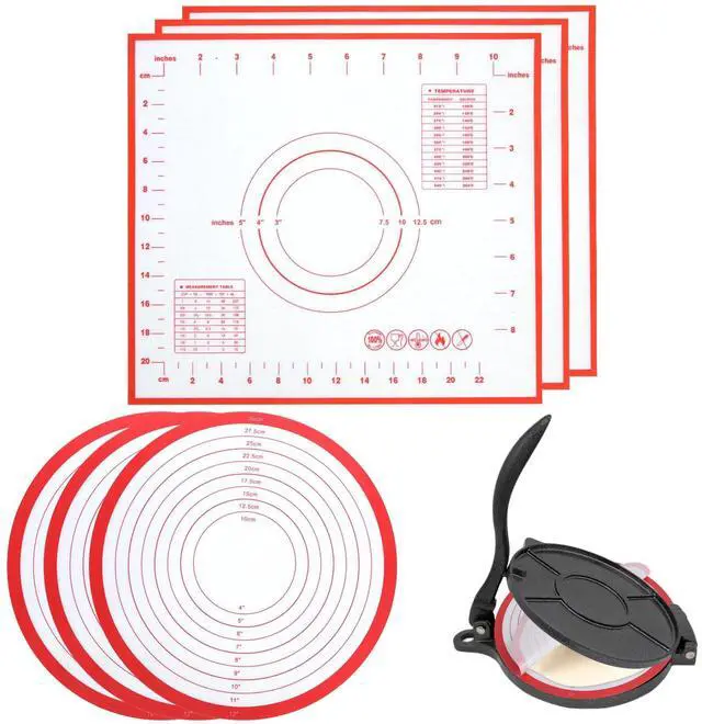 Main image of Silicone Tortilla Press Liners Reusable 3 Square & 3 Round Mats