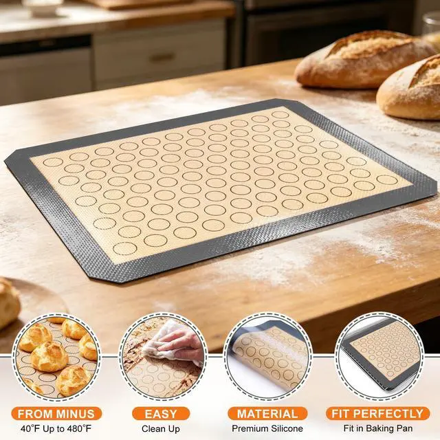 Alt view image 6 of 7 - Stainless Steel Baking Sheet Tray Cooling Rack with Silicone Baking Mat Set, 16 x 12 x 1 Inch Cookie Sheet Pan with Wire Rack Set, Set of 6 (2 Sheets + 2 Racks + 2 Mats), Heavy Duty & Rust Proof