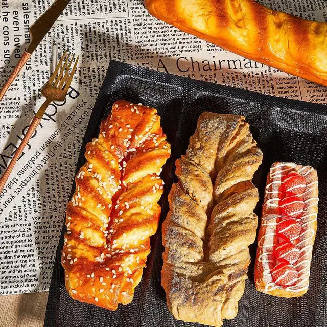 Alt view image 4 of 7 - Silicone Perforated Baking Forms Sandwich Mold French Baguette Bread Pan Mat 5 Loaf Non Stick Baking Liners for Home Kitchen