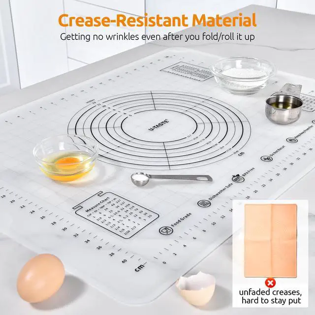 Alt view image 7 of 7 - 28"x20" Large Pastry Mat: Food-Grade Liquid Silicone Dough Rolling Baking Sheet, Non-Stick Non-Slip for Kneading, Making Pizza, Fondant with Clear Measurement and Raised Edges (Transparent)