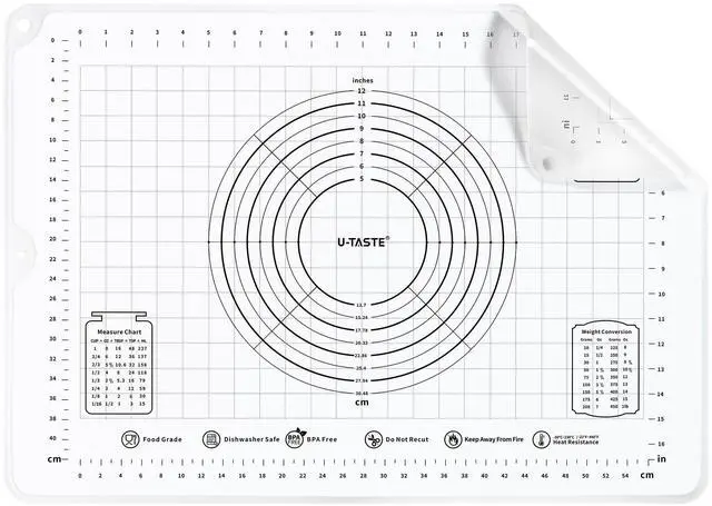 Main image of 28"x20" Large Pastry Mat: Food-Grade Liquid Silicone Dough Rolling Baking Sheet, Non-Stick Non-Slip for Kneading, Making Pizza, Fondant with Clear Measurement and Raised Edges (Transparent)
