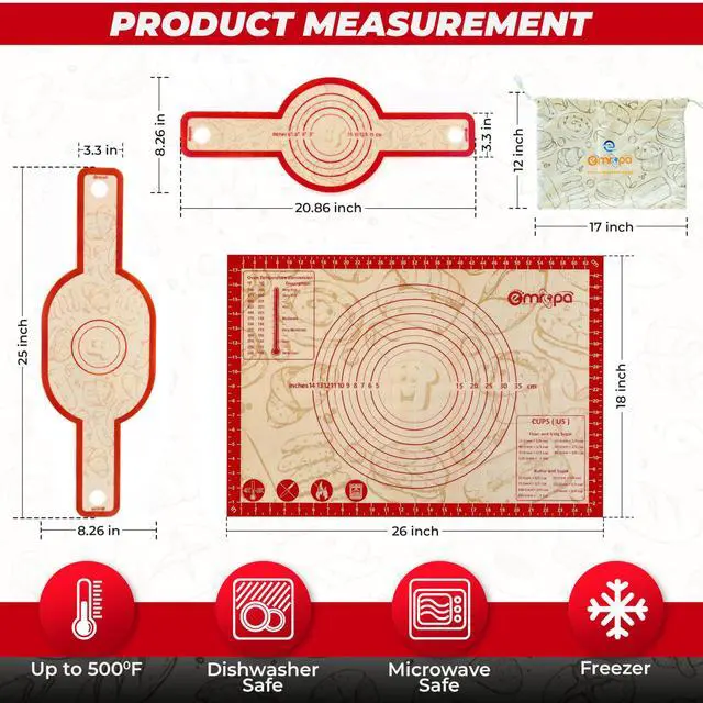 Alt view image 2 of 6 - 3 PCS Silicone Bread Sling & Silicone Baking Mat, Non-Stick Reusable Bread Making Tools and Sourdough Bread Baking Supplies, Pastry Mat Set With Long Handles, Sourdough Kit for Dutch Oven