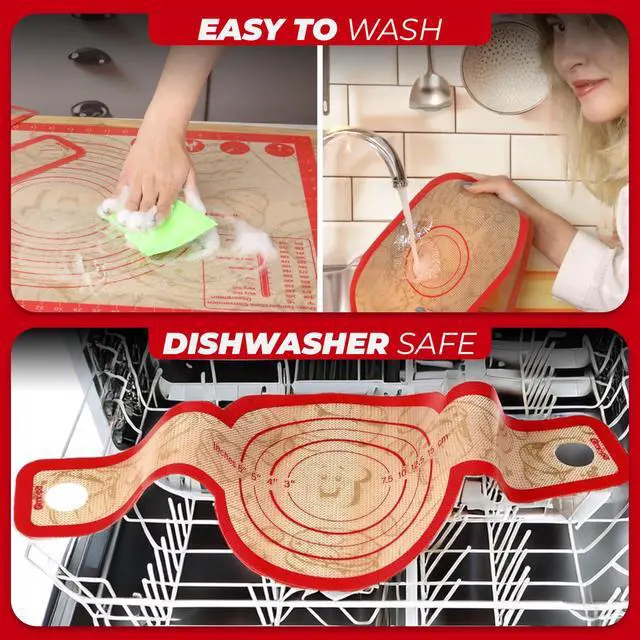 Alt view image 4 of 6 - 3 PCS Silicone Bread Sling & Silicone Baking Mat, Non-Stick Reusable Bread Making Tools and Sourdough Bread Baking Supplies, Pastry Mat Set With Long Handles, Sourdough Kit for Dutch Oven