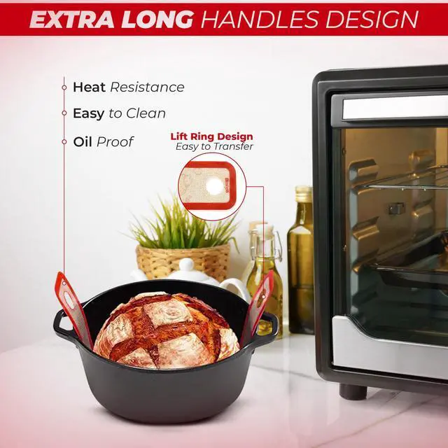 Alt view image 6 of 6 - 3 PCS Silicone Bread Sling & Silicone Baking Mat, Non-Stick Reusable Bread Making Tools and Sourdough Bread Baking Supplies, Pastry Mat Set With Long Handles, Sourdough Kit for Dutch Oven