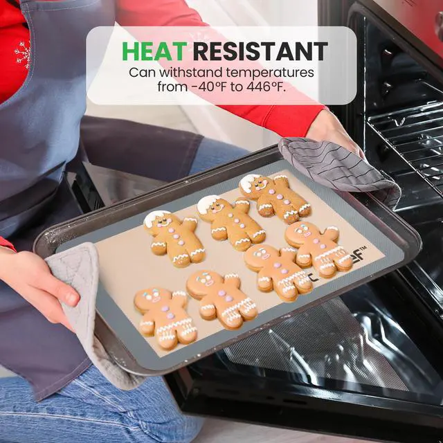 Alt view image 4 of 7 - Silicone Baking Mats - 2 Non-stick Food-Grade Silicone Mats - Perfect for Full Baking Pans 24.4 x 16.5 IN - Oven-safe Up to 480 Degrees F - Suitable for Ovens, Freezers, & Dishwashers - Grey