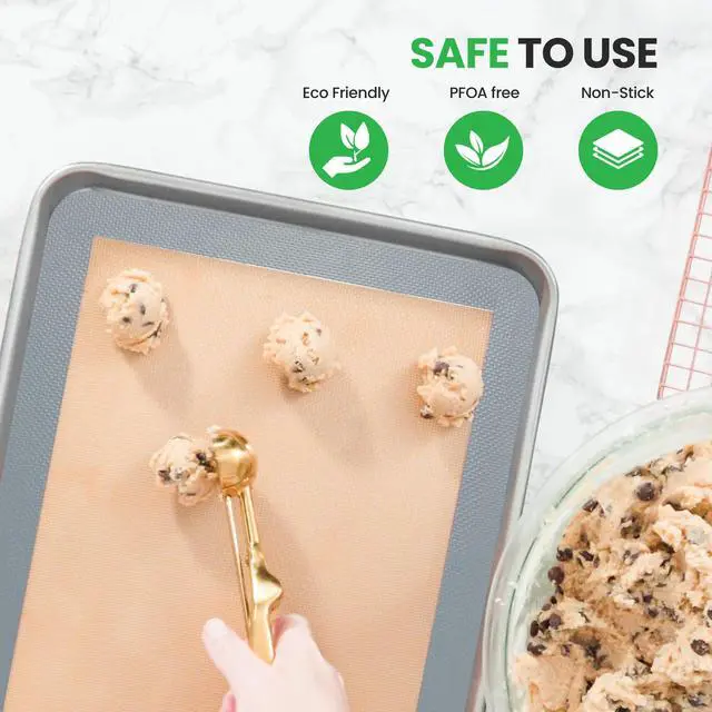 Alt view image 3 of 7 - Silicone Baking Mats - 2 Non-stick Food-Grade Silicone Mats - Perfect for Full Baking Pans 24.4 x 16.5 IN - Oven-safe Up to 480 Degrees F - Suitable for Ovens, Freezers, & Dishwashers - Grey